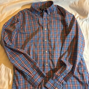 Lands' End Men's Blue and Red Plaid Shirt